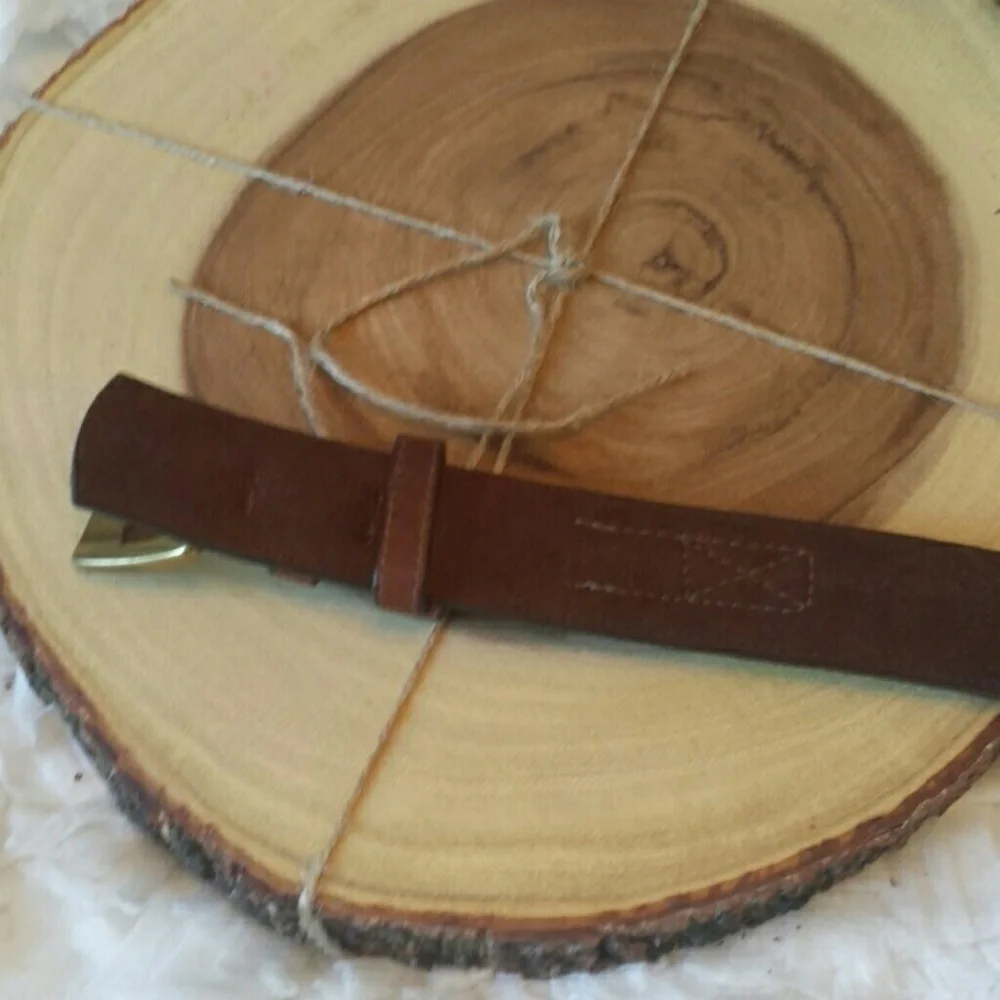 Cabela's brown leather‎ belt solid brass